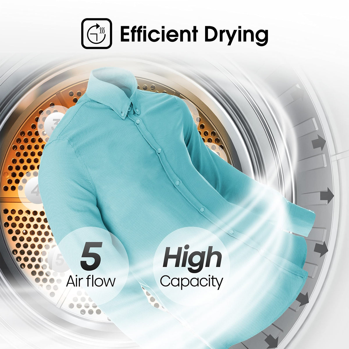 Freestanding Heat Pump Tumble Dryer – 9kg, Front Load, 15 Programs, Auto-Dry, Steam Refresh, Allergy Care, White (60cm)