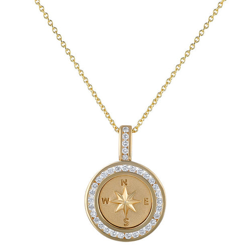 Compass Diamond Pendant Necklace - 18K Gold | VS Clarity Natural Diamonds