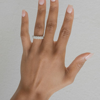 Princess Diamond Halo Half Band Ring — 18K Gold, VS Clarity Natural Diamonds